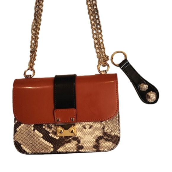 WOMENS Vittoria Napoli made in Italy snakeskin & leather shoulder bag & Keychain - Picture 2 of 16